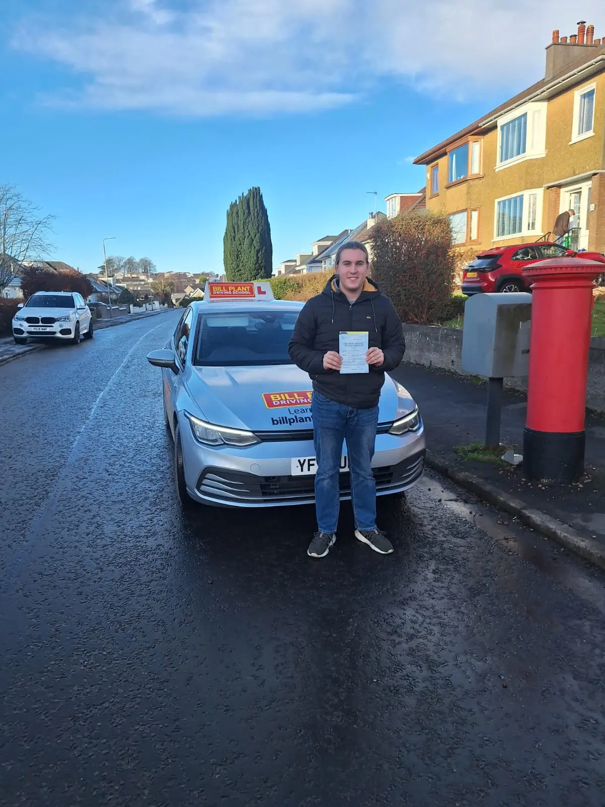 Happy student after driving lesson